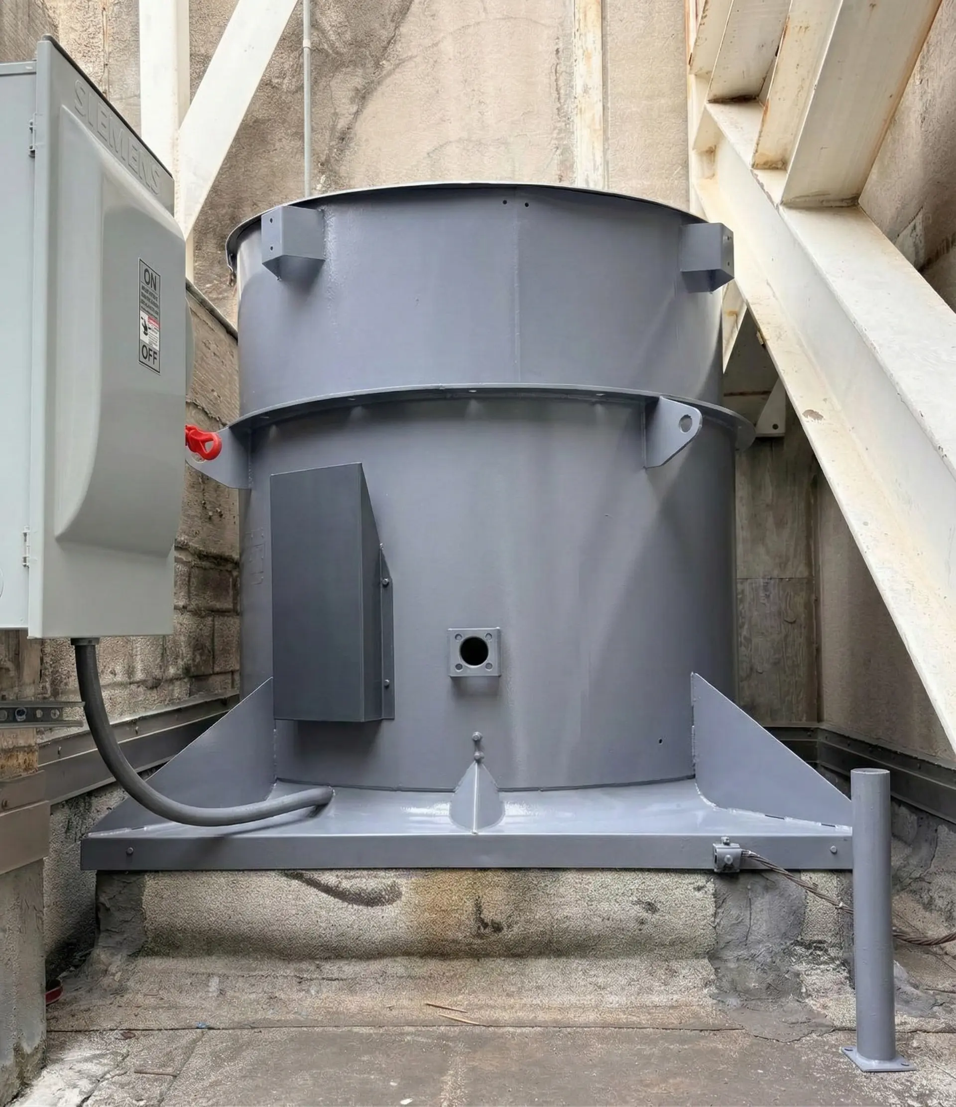 After — restored and marine-grade coated commercial HVAC unit